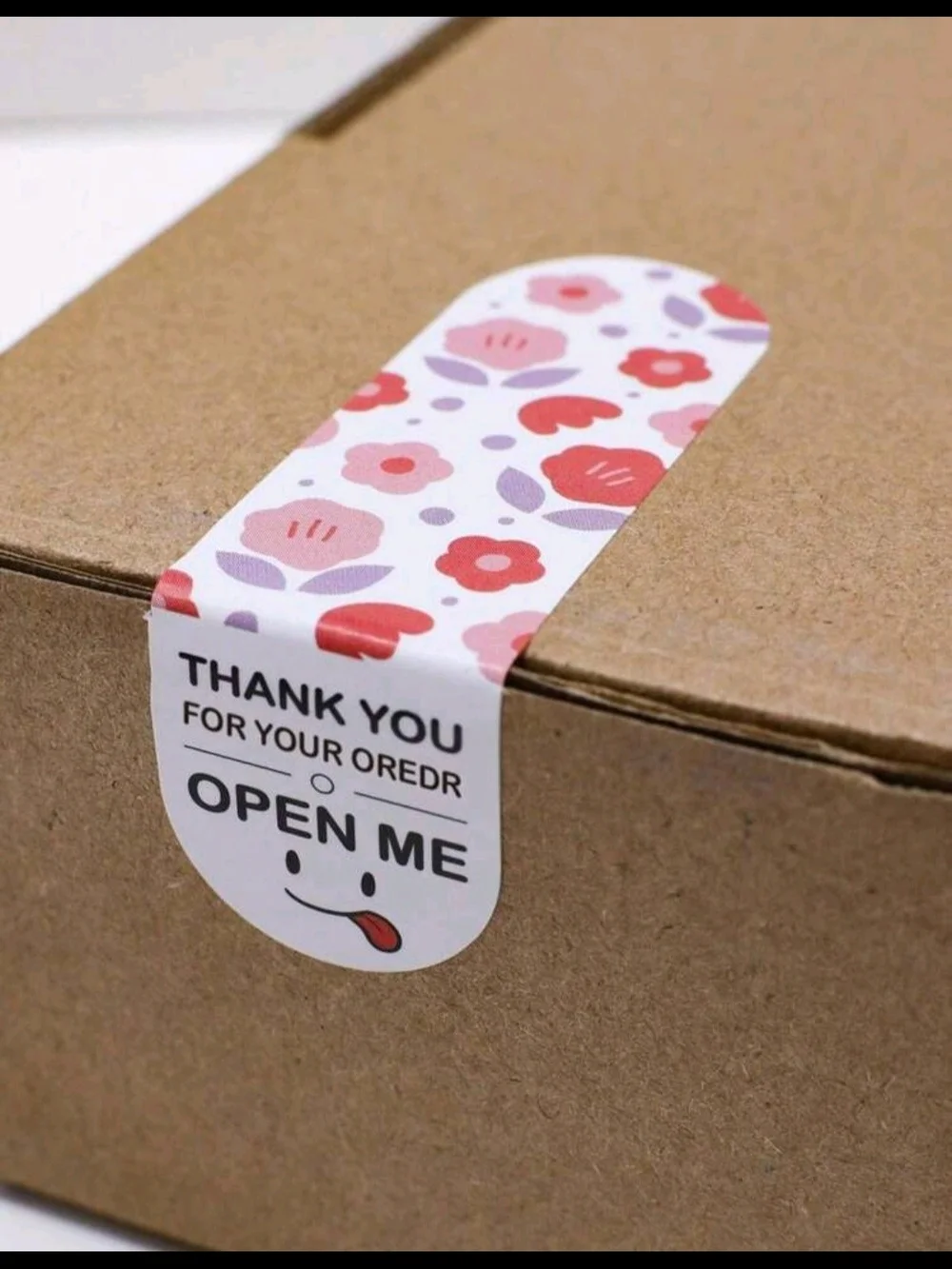 Floral Thank You 'Open Me' Packing Seal Stickers